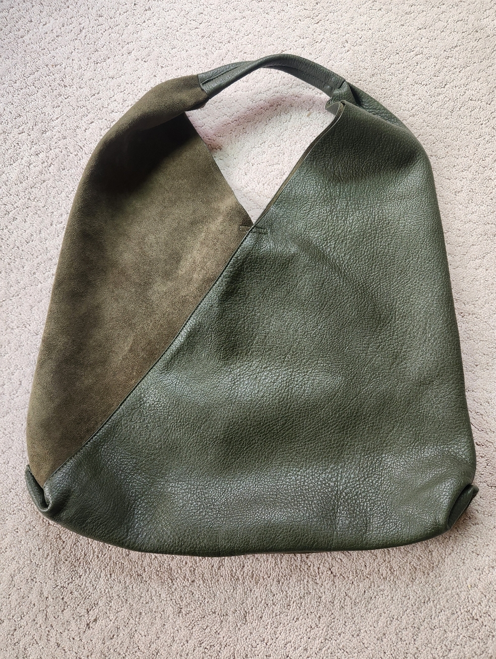Shiraleah Faux Leather Suede Olive Green Slouchy Hobo Bag